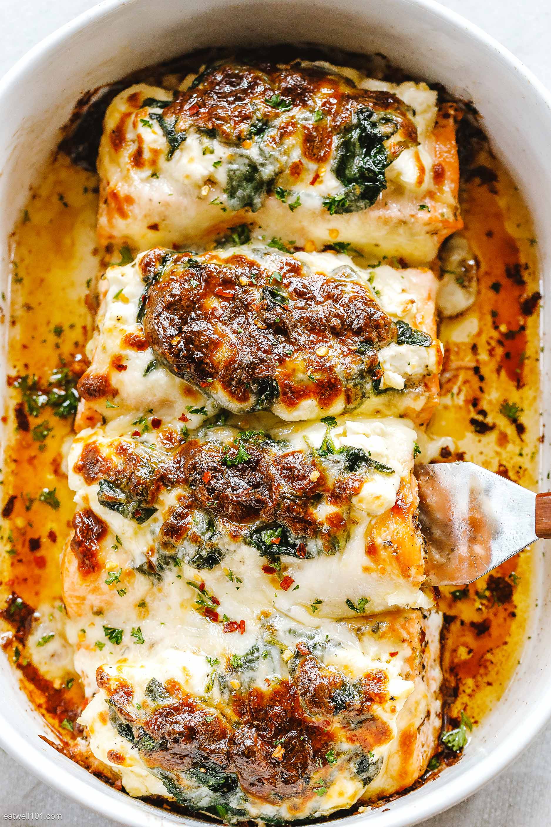 Spinach Salmon Casserole Recipe with Cream Cheese and Mozzarella ...