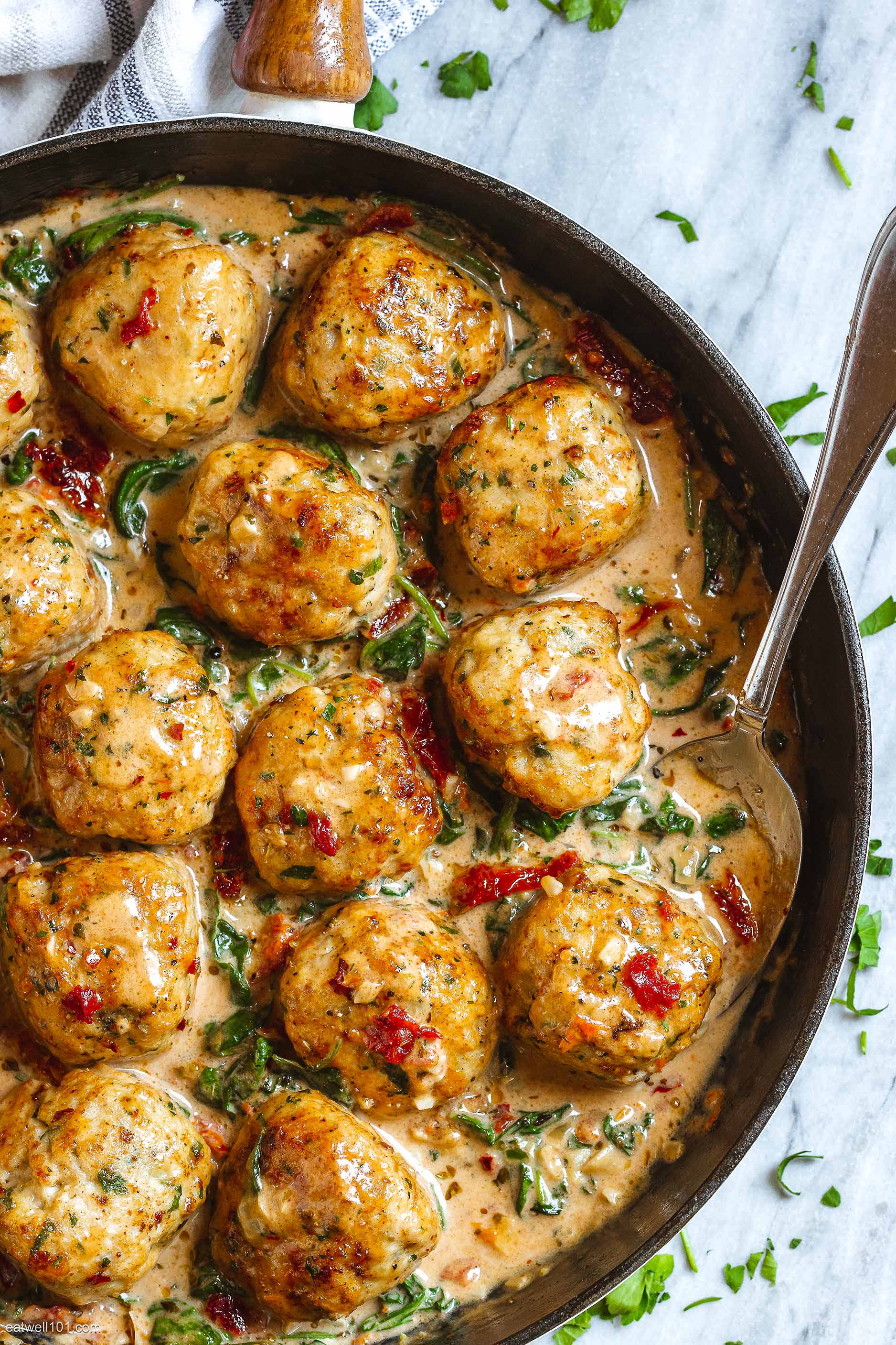 Creamy Spinach Turkey Meatballs Recipe – Turkey Meatballs Recipe ...