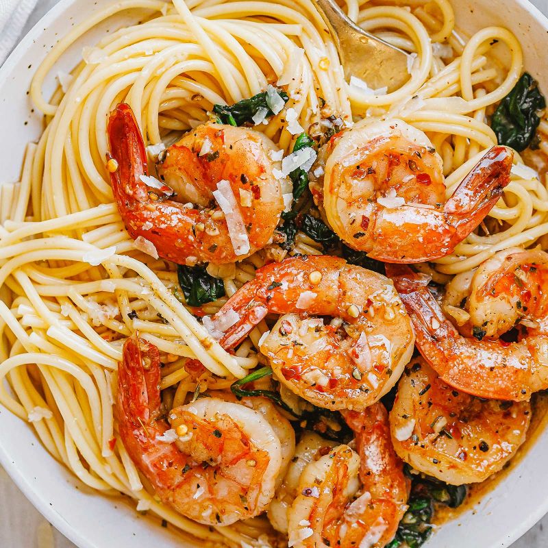 Garlic Butter Shrimp Pasta Recipe with Spinach – How to Cook Shrimp Pasta —  Eatwell101