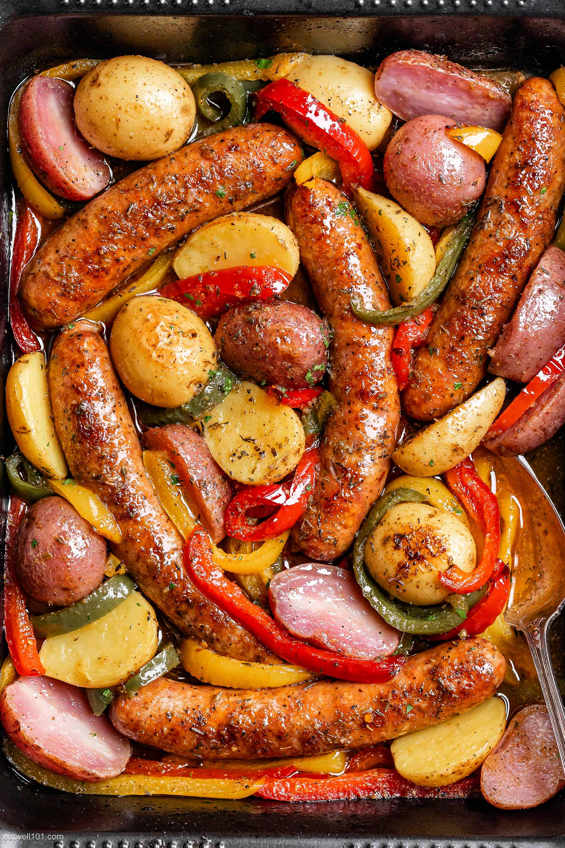 Sheet Pan Sausage and Potatoes - Averie Cooks