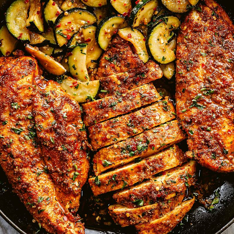 Garlic Chicken Recipe with Zucchini – Garlic Butter Chicken Breasts ...