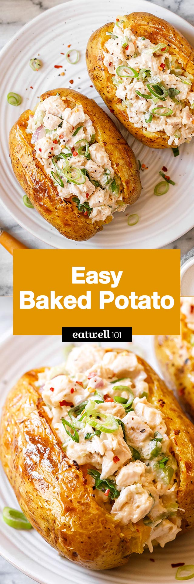 Easy Baked Potato - #baked #potato #recipe #eatwell101 - The best baked potato recipe! Perfectly crispy on the outside, fluffy and flavorful on the inside.