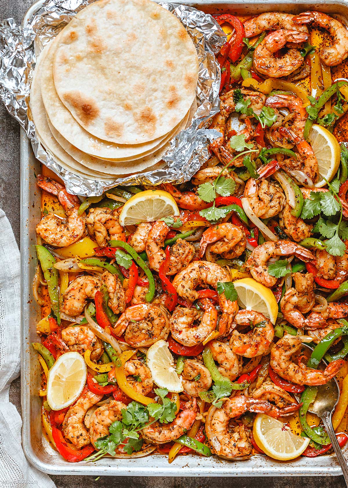 20 Minute Skillet Blackened Shrimp Fajitas