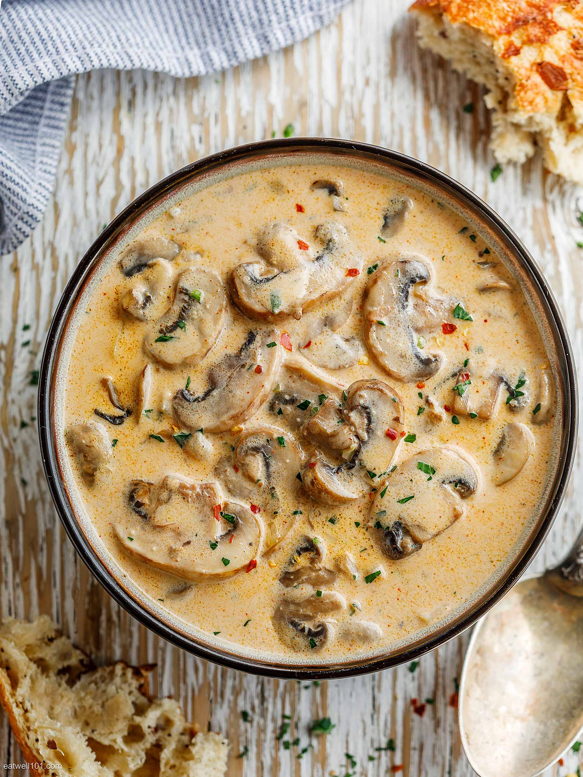 Creamy Mushroom Soup Recipe Cream Of Mushroom Soup Recipe Eatwell101