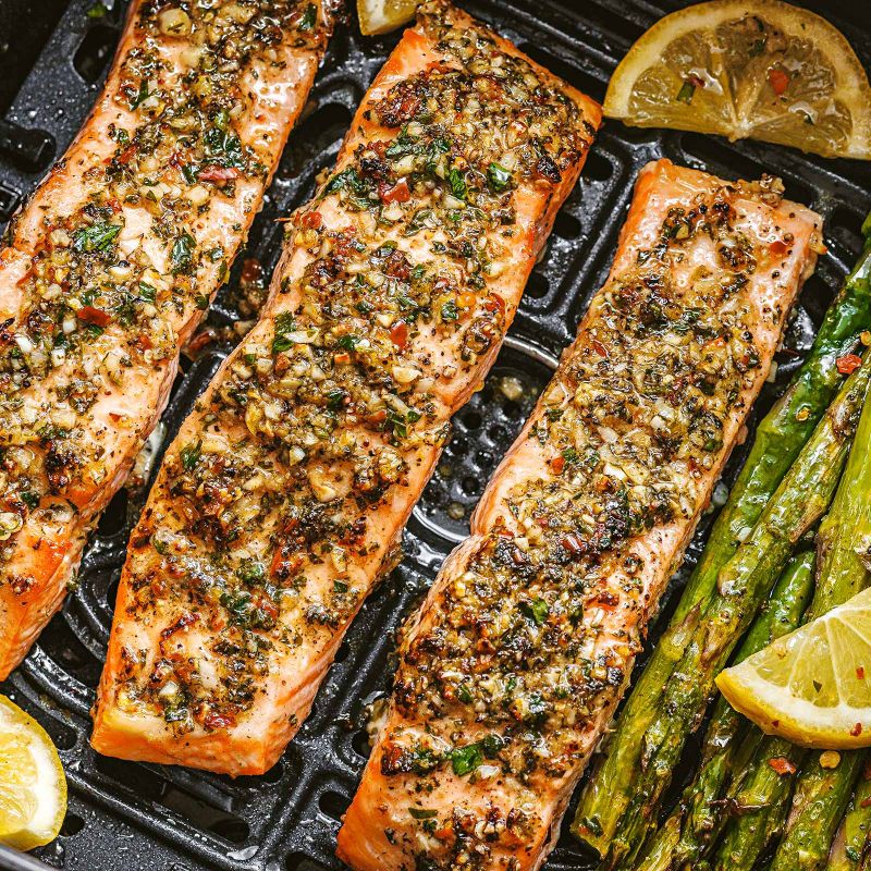 Air Fryer Salmon Recipe with Asparagus – How to Cook Salmon In the AIr ...
