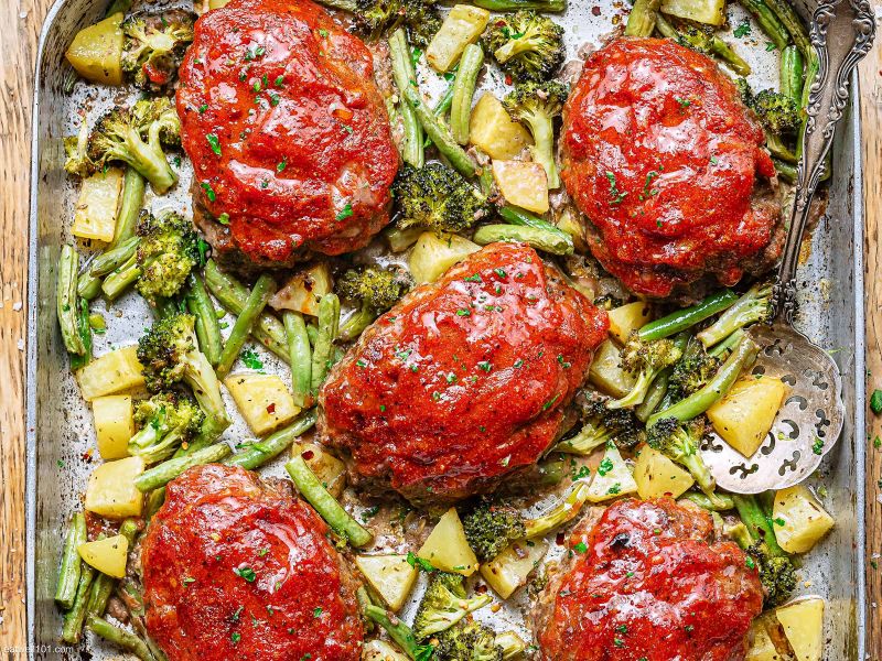 Sheet Pan Mini Meatloaves and Veggies - The Toasty Kitchen