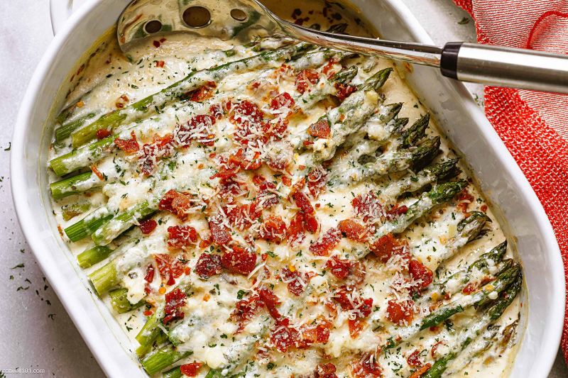 Cheesy Bacon Asparagus Recipe – Baked Asparagus Recipe — Eatwell101