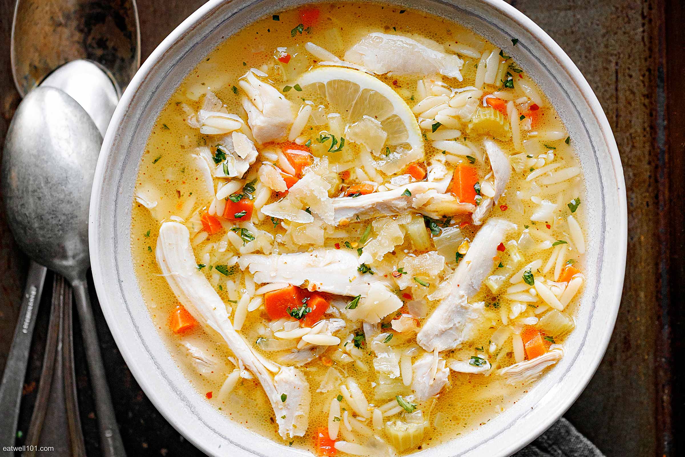 Healthy Lemon Chicken Soup with Orzo Pasta