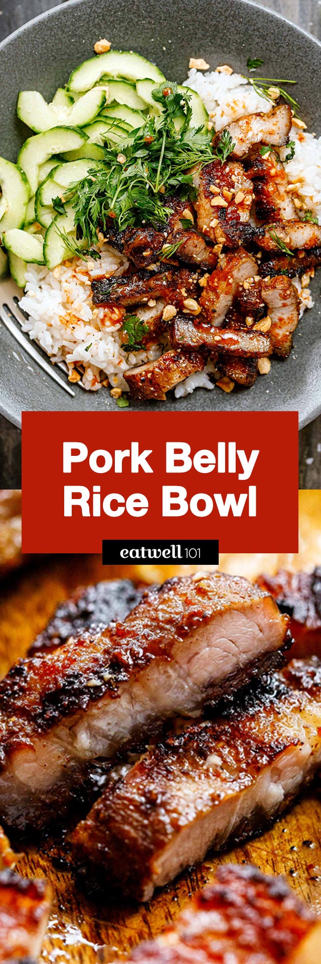 Pork Belly Rice Bowl Recipe - #porkbelly #recipe #eatwell101 - These pork belly rice bowls are perfect for a quick dinner at home, or for a fancy lunchbox!