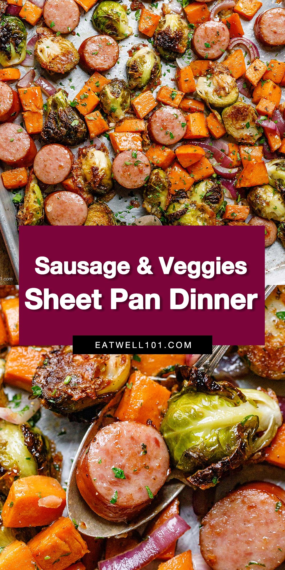 Sheet-Pan Maple-Dijon Sausage and Fall Veggies - #sheet-pan #sausage #fall #dinner #recipe #eatwell101 - A quick sheet pan dinner that is easy-to-make and full of Fall flavors!