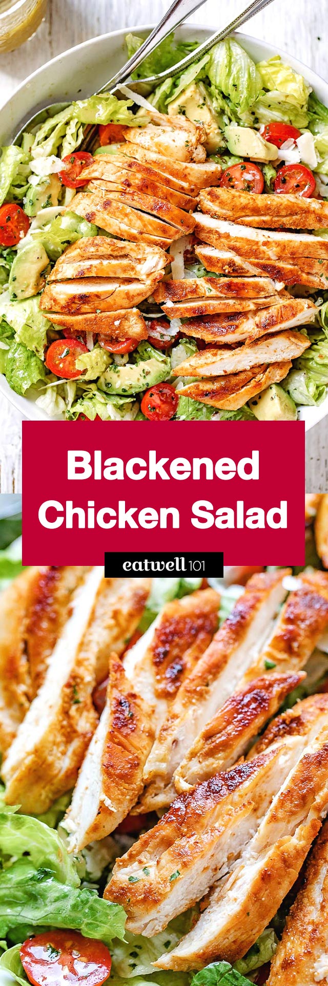 Blackened Chicken and Avocado Salad - #chicken #salad #eatwell101 - Crisp and full of flavor, this easy blackened  chicken salad with avocado is the simplest and healthiest meal you can make!