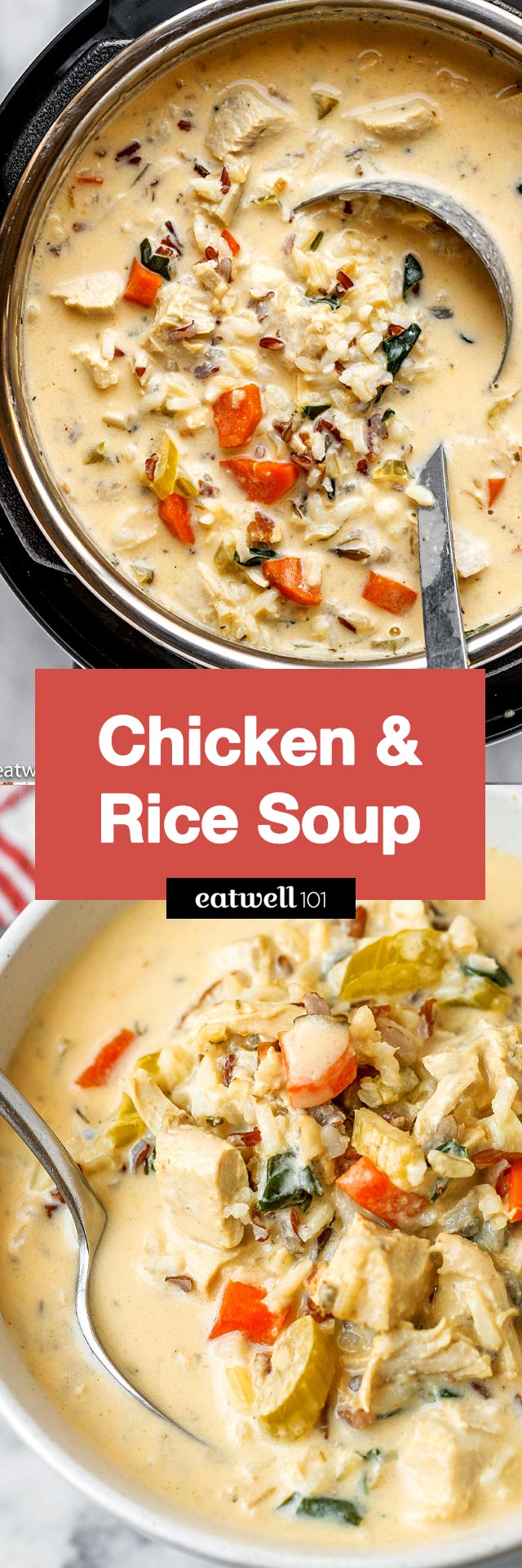 Instant Pot Chicken and Rice Soup - #instantpot #chicken #rice #soup #recipe #eatwell101 - This comforting Chicken and Rice Soup takes only 10 minutes of prep time and is a breeze to make in the Instant Pot!