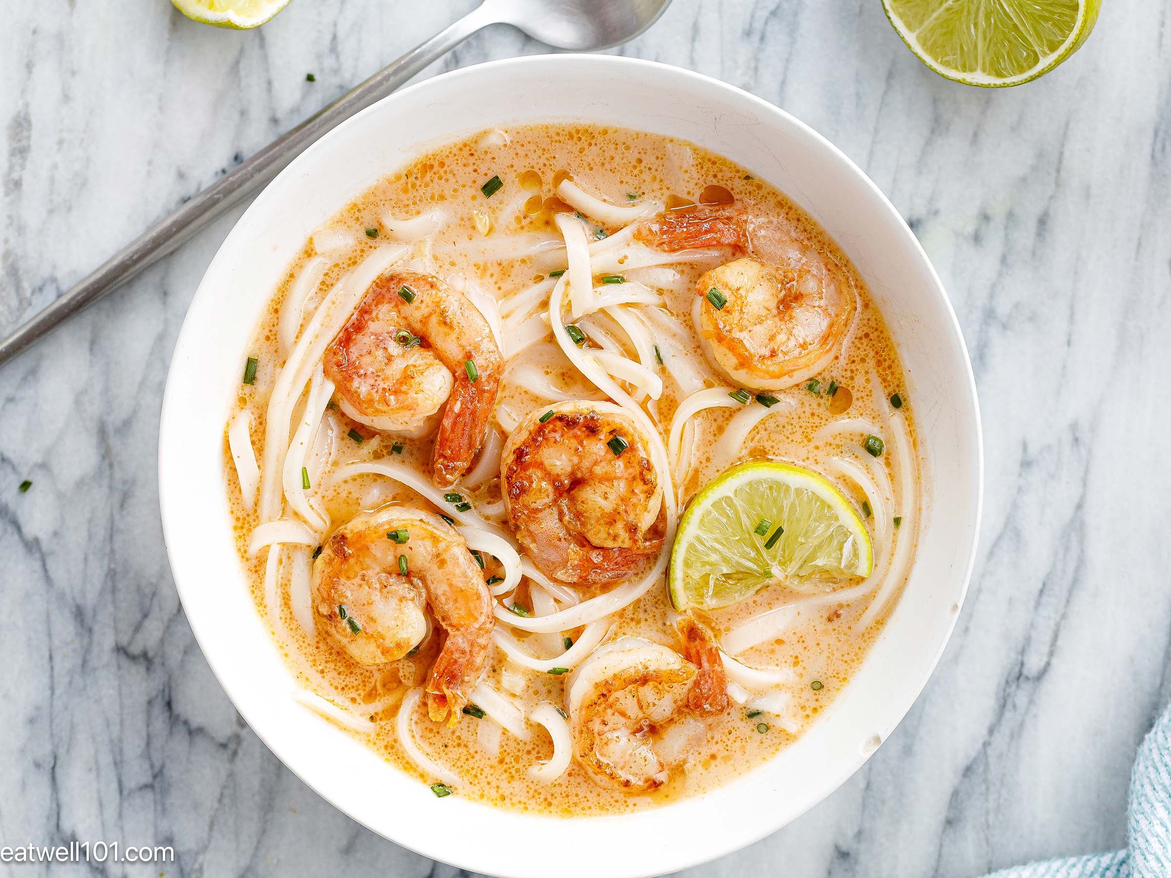 Thai Red Curry Noodle Soup with Shrimp