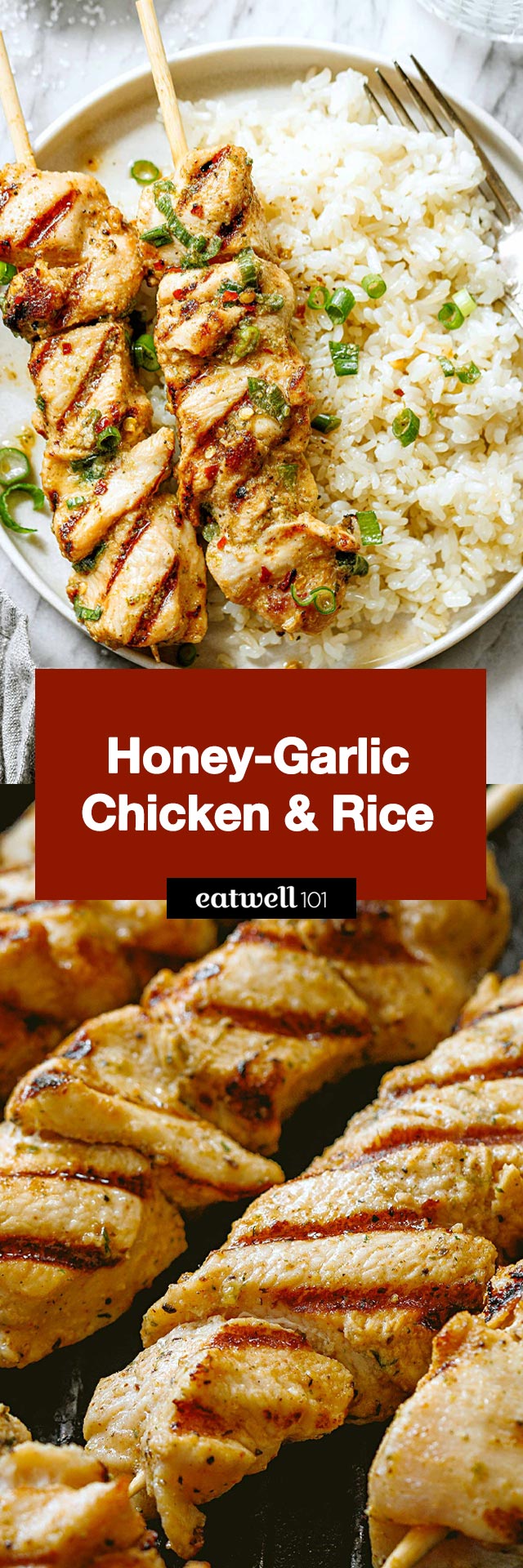 Honey Garlic Chicken and Rice - #chicken #skewers #recipe #eatwell101 - Try our chicken and rice recipe and enjoy a quick and delicious dinner in just 30 minutes!