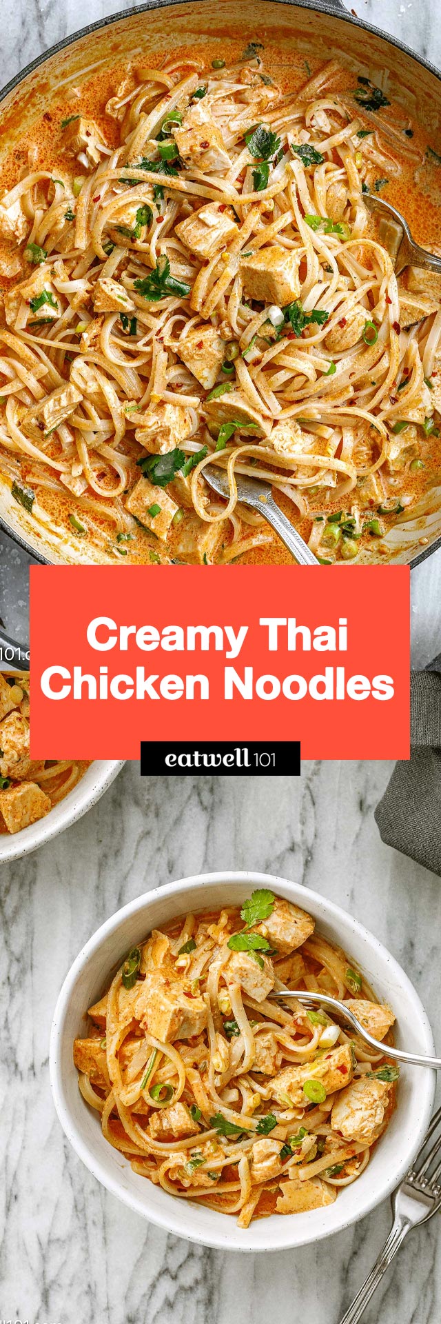 Creamy Thai Chicken Noodles - #chicken #noodle #recipe - This chicken and rice noodles recipe is loaded with flavor and will warm you right up!